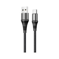 Дата кабель USB 2.0 AM to USB-C 1.0m 3A nylon X50 black HOCO (6931474734235)