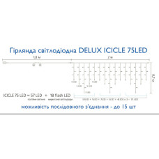 Гірлянда Delux ICICLE 100LED 2x0.7 м Жовтий flash Білий/Чорний IP44 (90015182)