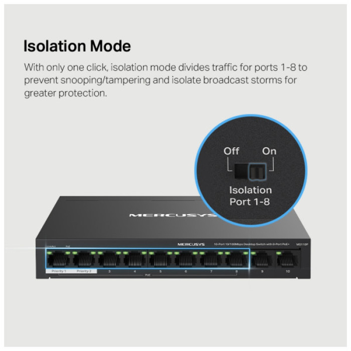 Комутатор мережевий Mercusys MS110P