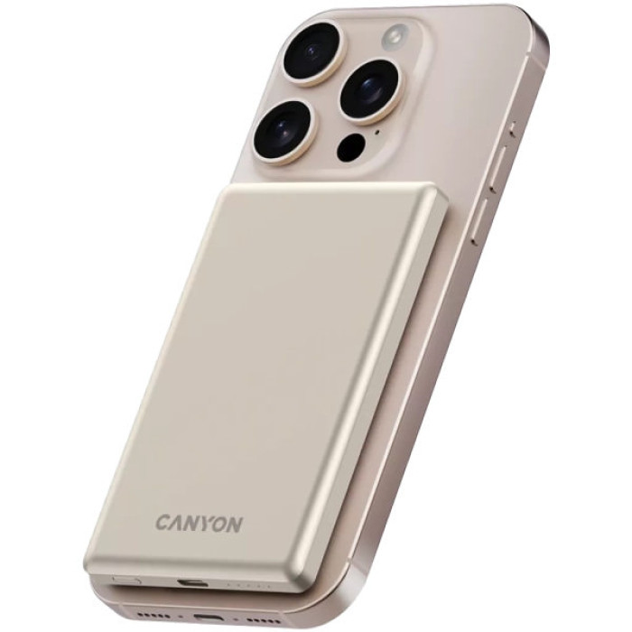 Батарея універсальна Canyon 5000mAh OnPower 505 slim Magsafe PD/20W Beige (CNS-CPB505BE)
