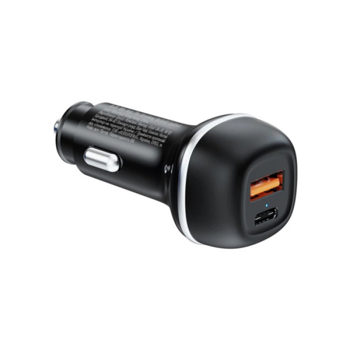 Зарядний пристрій ColorWay USB-C PD45W + USB QC3.0 car adapter (CW-CHA067PD-BK)