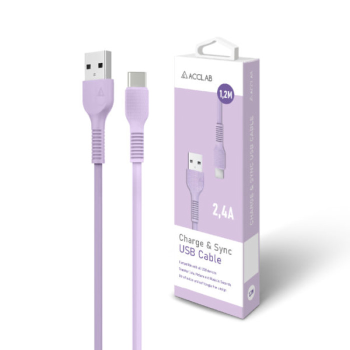 Дата кабель USB 2.0 AM to USB-C 1.2m Purple ACCLAB (1283126518270)