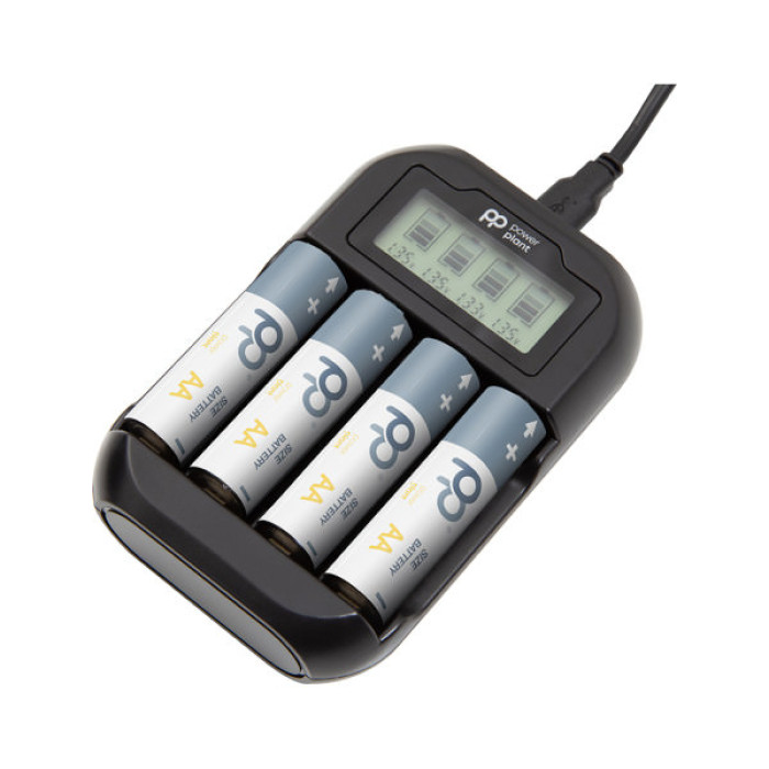 Зарядний пристрій для акумуляторів PowerPlant PP-UN4 (AA, AAA / input microUSB DC 5V/2A) (PP-UN4)
