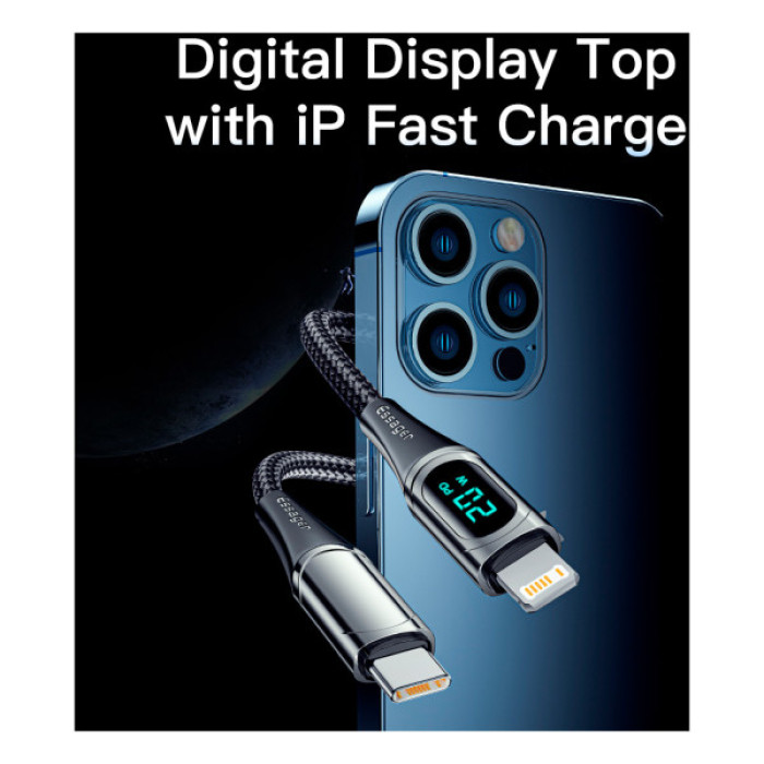 Дата кабель USB-C to Lightning 1.0m 20W Digital Display black Essager (EXCTL-YD01)