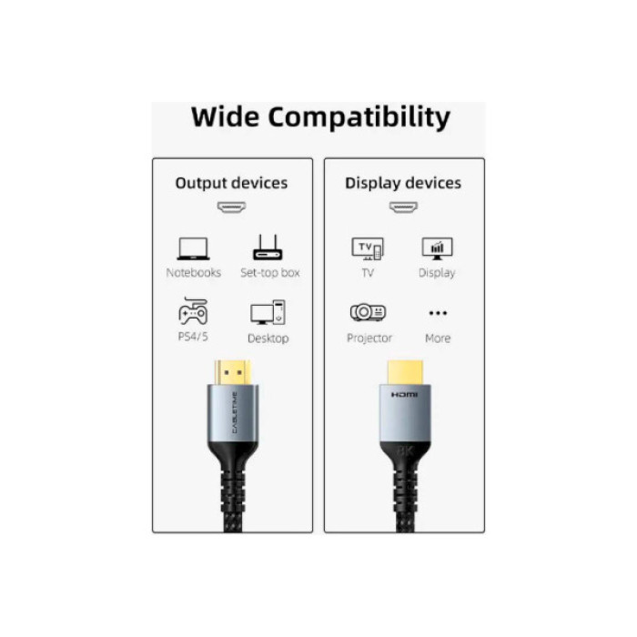 Кабель мультимедійний HDMI M to HDMI M 3.0m V2.1 8K60Hz Cabletime (CA915842)