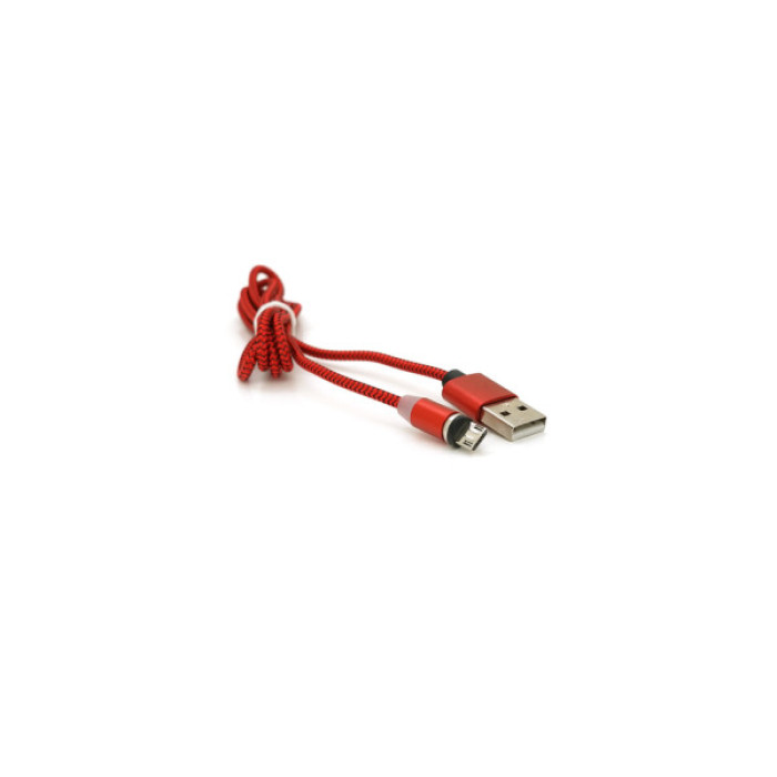 Дата кабель USB 2.0 to Micro 5P 1.0m 2A magnetic nylon red Pipo (18164)