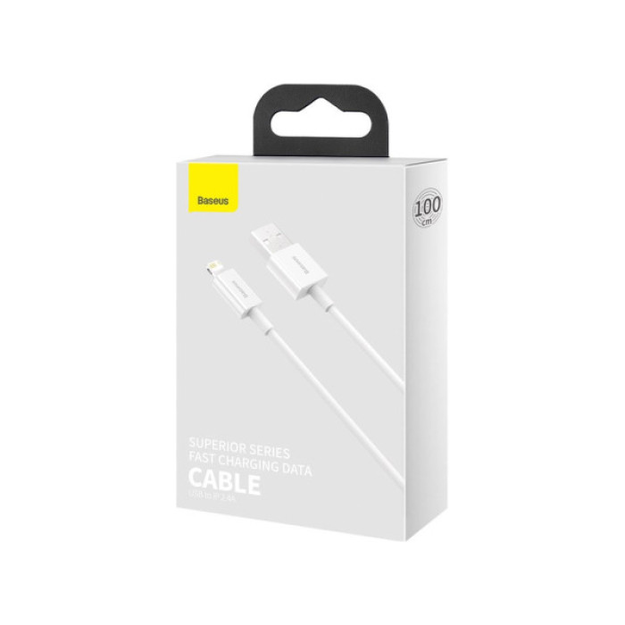 Дата кабель USB 2.0 AM to Lightning 1.0m 2.4A white Baseus (CALYS-A02)