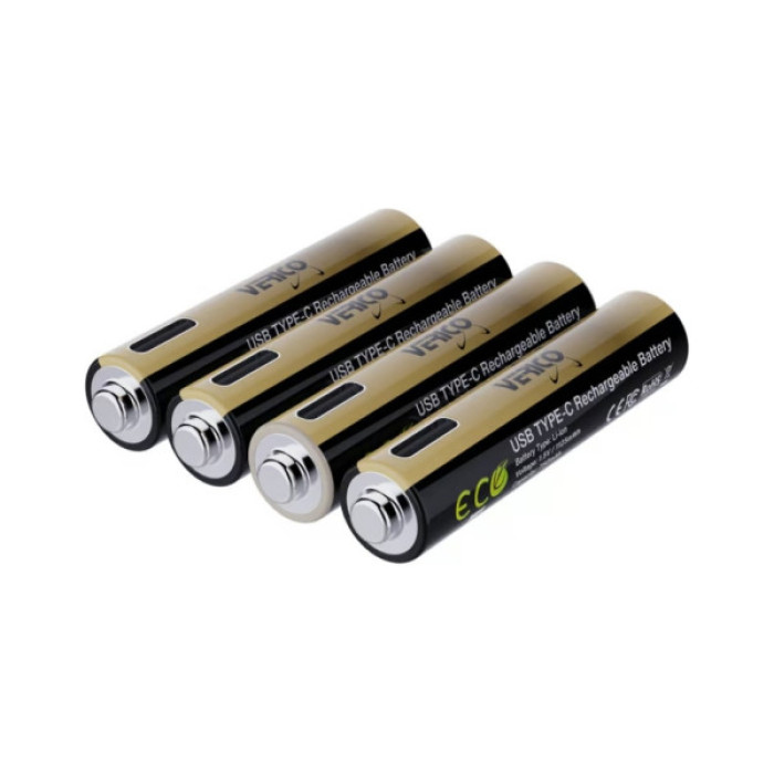 Акумулятор Verico AAA USB Type-C 750mAh/1125mWh-1.5V Li-ion 4шт./уп. (Loop Energy PRO) (1UDBT-A7WEAC-NN)