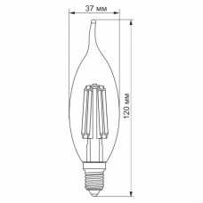 Лампочка Videx Filament C37Ft 6W E14 4100K 220V (VL-C37Ft-06144)