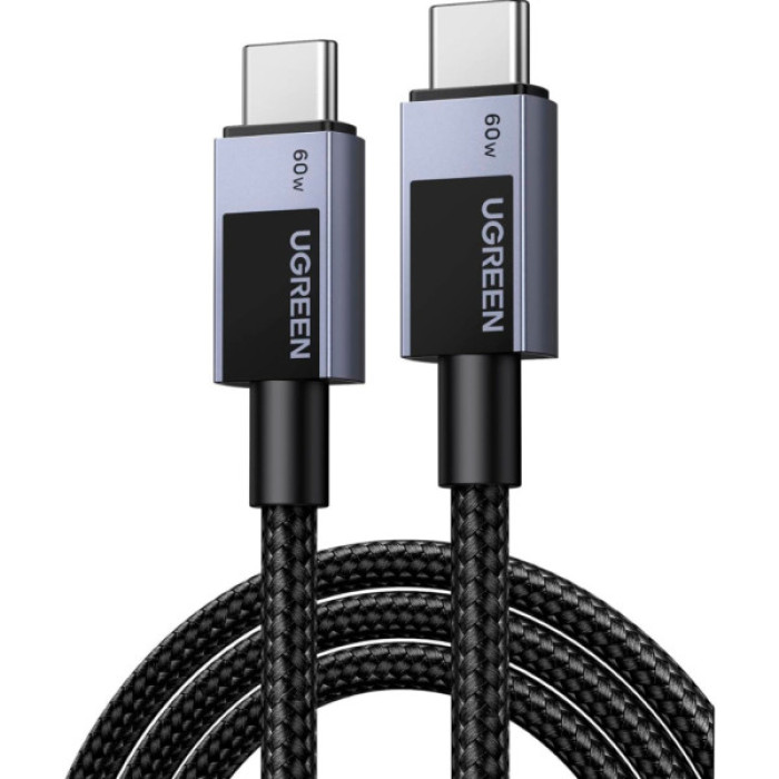Дата кабель USB-C to USB-C 3.0m PD60W 3A braided L524 gray Ugreen (55776)