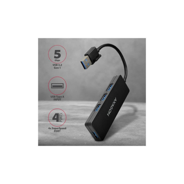 Концентратор AXAGON USB 3.1 to 4xUSB 3.0 black (HUE-G1A)