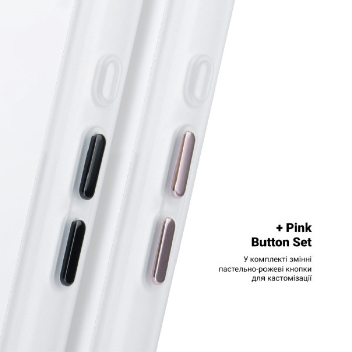Чохол до мобільного телефона Armorstandart Unit MagCase Apple iPhone 17 Clear Silver + Pink Button Set (ARM90580)