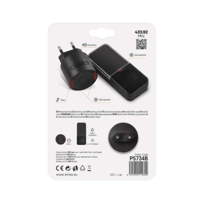 Дверний дзвінок EMOS бездротовий EMOS P5734B (P5734B)