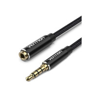 Кабель мультимедійний 3.5mm M to 3.5mm F 1.0m black Vention (BHBBF)