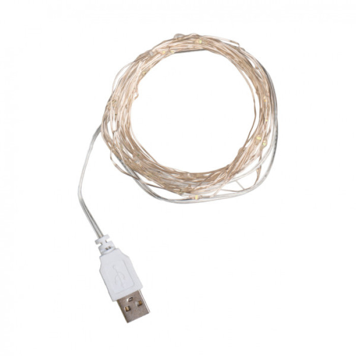 Гірлянда YES! Fun Нитка на мідному дроті 50 LED Холодно-біла 5 м Статична USB (975038)