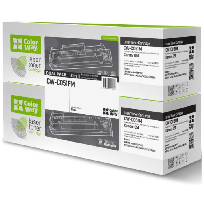 Картридж ColorWay CANON 051 LBP162/MF269/MF267/MF264 DUAL PACK 2x1,7K (CW-C051FM)
