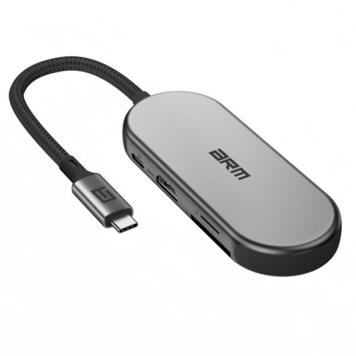 Концентратор Armorstandart USB-C to HDMI 4K, RJ45, PD, 2USB, SD, microSD Grey (ARM69365)