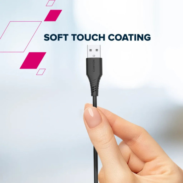 Дата кабель USB 2.0 AM to USB-C 2.0m 18W TPE black Canyon (CNS-AC18SC20B)