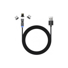 Дата кабель USB 2.0 AM to Lightning + Micro 5P + USB-C 1.0m Magnetic Ro ColorWay (CW-CBUU037-BK)