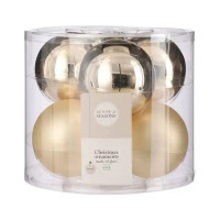 Ялинкова іграшка House Of Seasons Скляні кульки 6 шт D8 см Шампань (8718861800395)