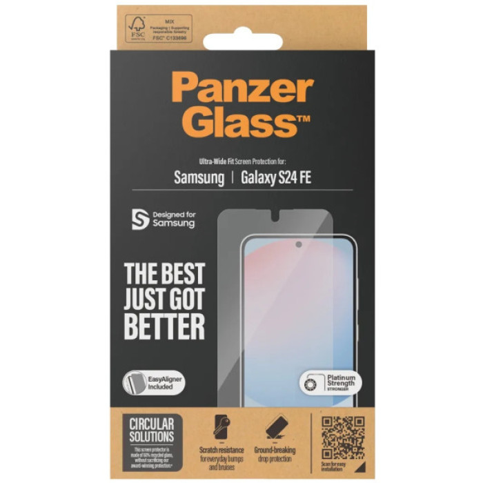 Скло захисне PANZERGLASS Samsung Galaxy S24 FE Ultra-Wide Fit w. Aligner (PG_7378)