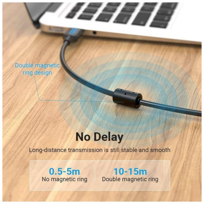 Кабель для принтера USB 2.0 AM/BM 5.0m black Vention (COQBJ)