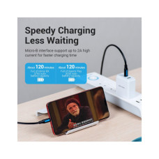 Дата кабель USB-C to Micro 5P 1.0m 2A black Vention (COVBF)