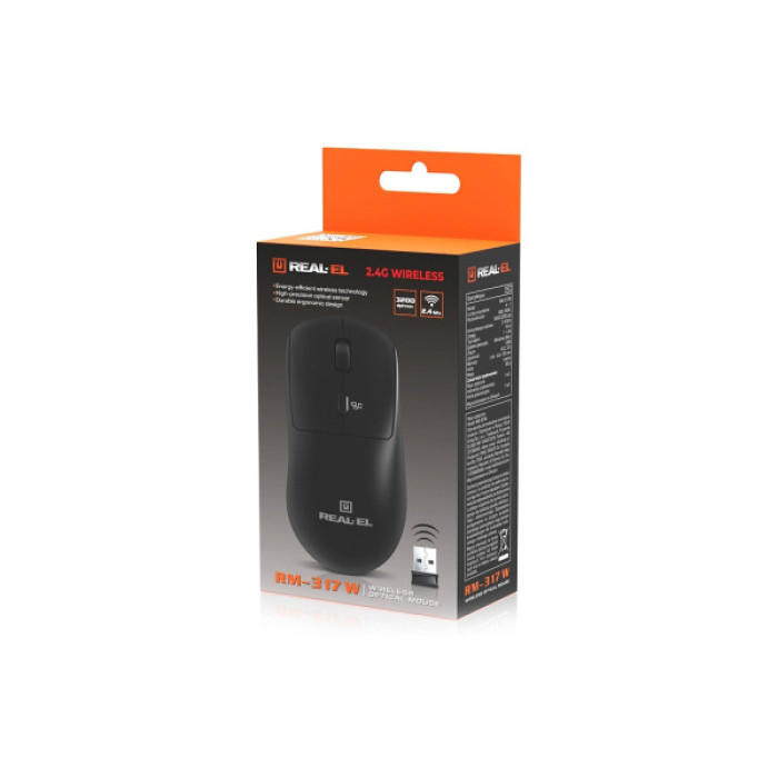 Мишка REAL-EL RM-317W Wireless Black (EL123200052)