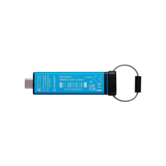 USB флеш накопичувач Kingston 128GB IronKey Keypad 200 Type-C Encrypted Blue USB 3.2 (IKKP200C/128GB)