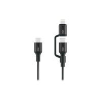 Дата кабель USB-C to USB-C + Lightning black Promate (powerlink-cci.black)