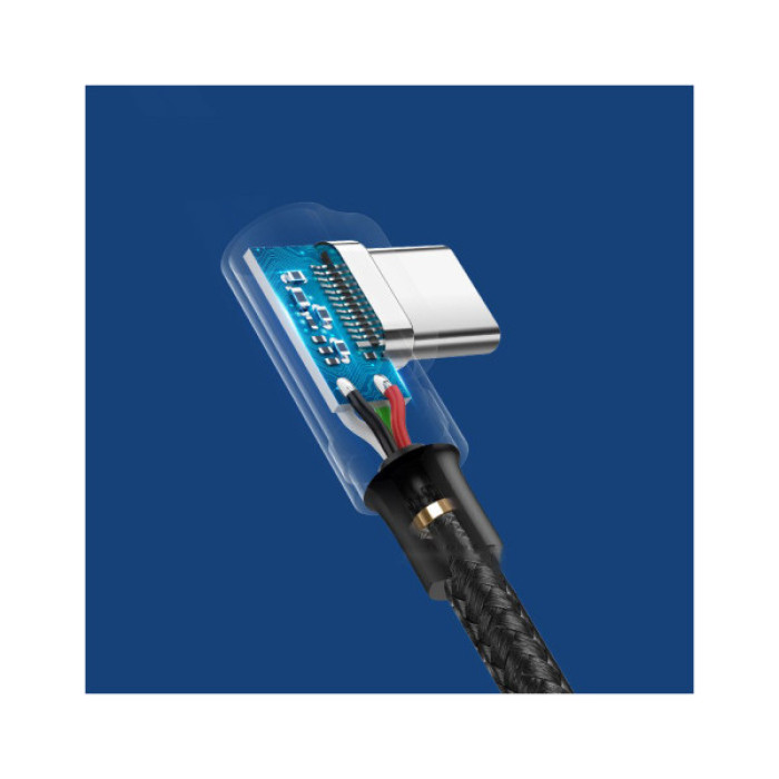 Дата кабель USB 2.0 AM to USB-C 2.0m 3A 90° corner US176 black Ugreen (20857)