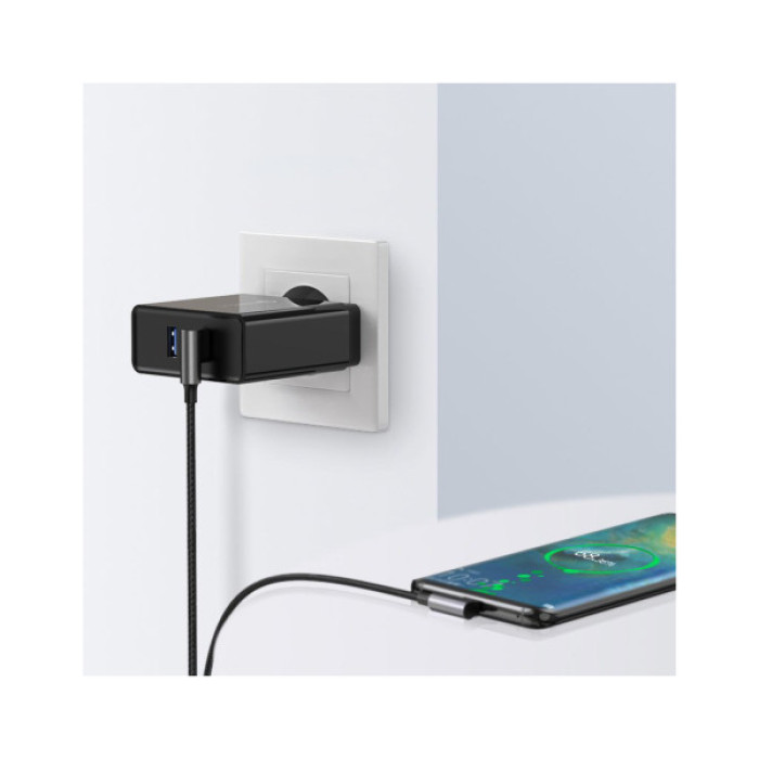 Дата кабель USB 2.0 AM to USB-C 2.0m 3A 90° corner US176 black Ugreen (20857)