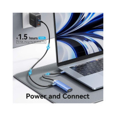 Концентратор Vention USB 3.1 Type-C to HDMI/USB 3.0x3/PD 100W Blue Aluminum Alloy Hub 5-in-1 (TGESB)