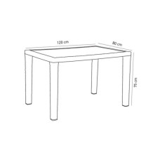 Стіл садовий Tilia Antares 80х120 см outglass, ніжки пластикові, кавовий (10772)