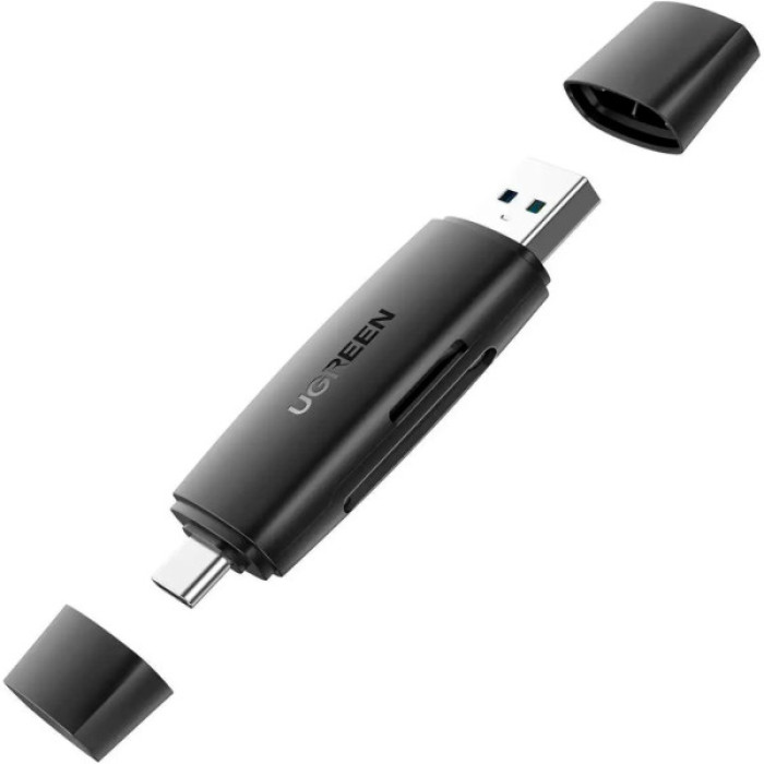 Зчитувач флеш-карт Ugreen USB-C + USB to TF/SD 3.0 CM304 black (80191)
