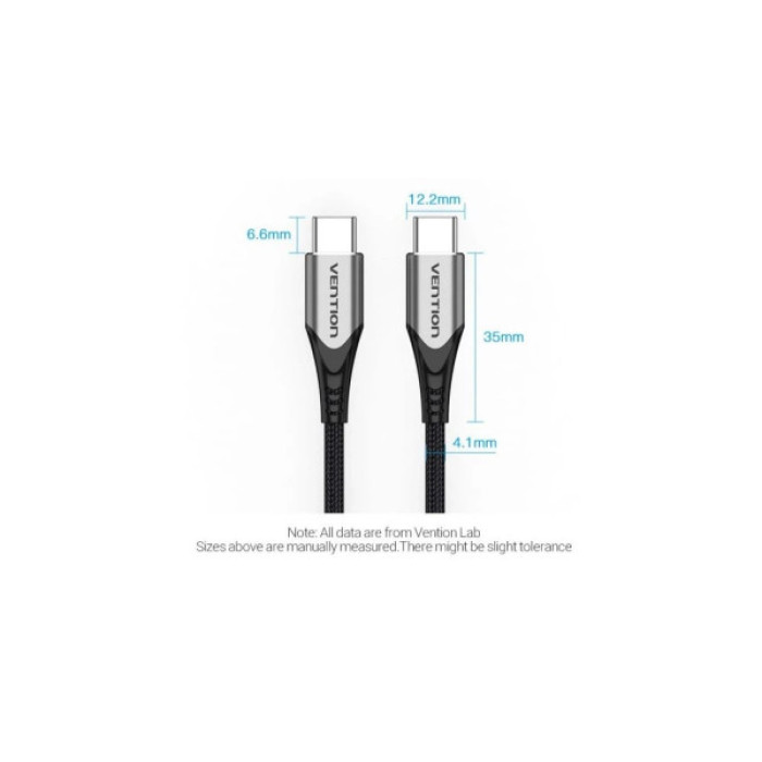 Дата кабель USB-C to USB-C 2.0m 5A aluminum gray Vention (TAEHH)