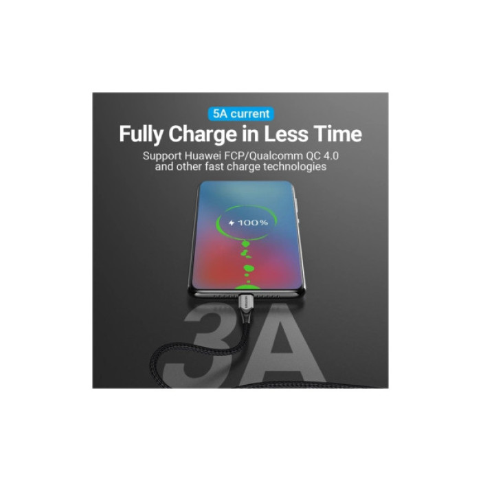 Дата кабель USB-C to USB-C 2.0m 5A aluminum gray Vention (TAEHH)