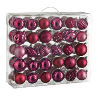 Ялинкова іграшка House Of Seasons Кульки і прикраси Пластик 60 шт D7 см D6 см Фуксія (8720967923786)