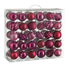 Ялинкова іграшка House Of Seasons Кульки і прикраси Пластик 60 шт D7 см D6 см Фуксія (8720967923786)