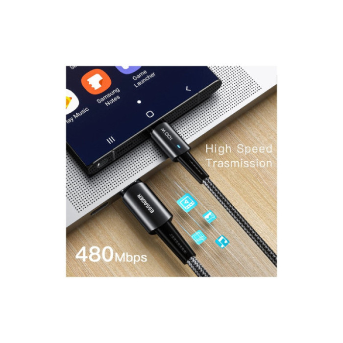 Дата кабель USB-C to USB-C 2.0m 100W black Essager (EXCTT1-CGA01)