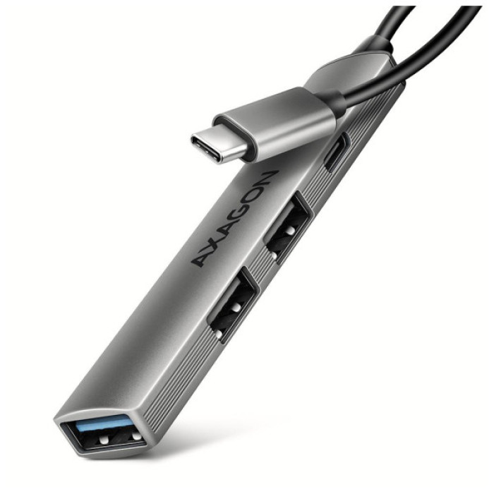 Концентратор AXAGON USB-C to 1xUSB-A 5Gbps + 2xUSB-A 480Mbps + 1xUSB-C 480Mbps 0.12m aluminum (HUE-STC)