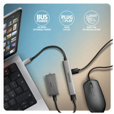 Концентратор AXAGON USB-C to 1xUSB-A 5Gbps + 2xUSB-A 480Mbps + 1xUSB-C 480Mbps 0.12m aluminum (HUE-STC)