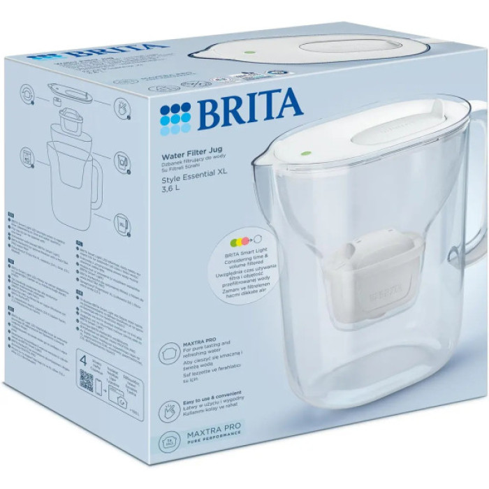 Фільтр-глечик Brita Style Essential XL MXPro 3.6л з картриджем білий (1058045)