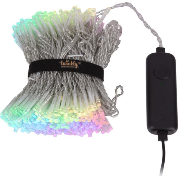 Гірлянда Twinkly Smart LED Curtain RGBW 400, Gen II, IP44, 1.45 х 2.1м, прозорий (TWW400SPP-TEU)