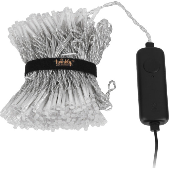 Гірлянда Twinkly Smart LED Curtain RGBW 400, Gen II, IP44, 1.45 х 2.1м, прозорий (TWW400SPP-TEU)