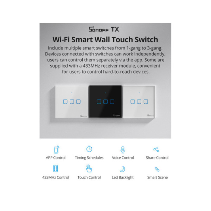 Перемикач Sonoff T3EU2C-TX