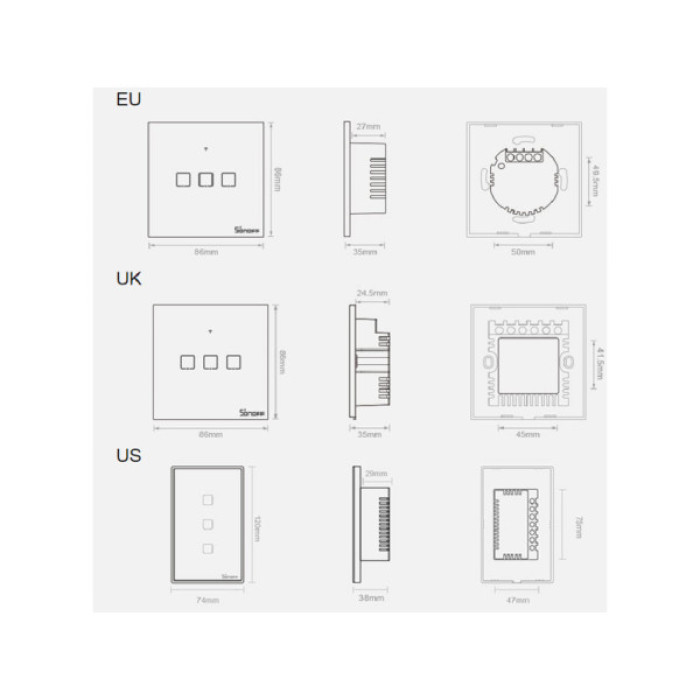 Перемикач Sonoff T3EU2C-TX
