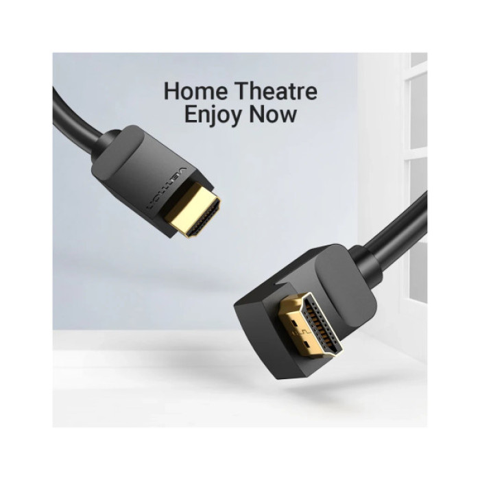 Кабель мультимедійний HDMI M to HDMI M 3.0m 4K60Hz 90° corner black Vention (AAQBI)