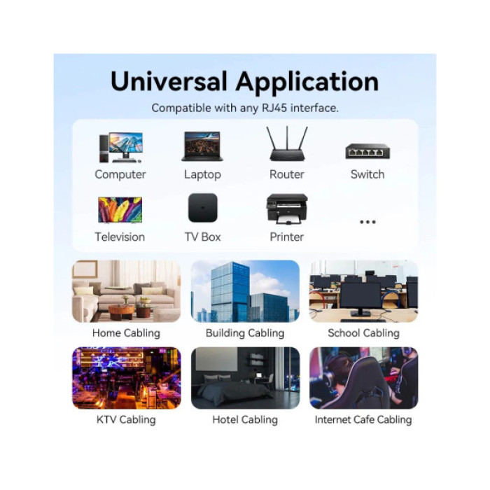 Патч-корд 3м, UTP cat 6 RJ-45 black Vention (IBEBI)