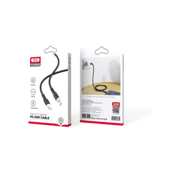 Дата кабель USB-C to Lightning 1.0m 20W liquid silicone NB208A black XO (6920680826810)